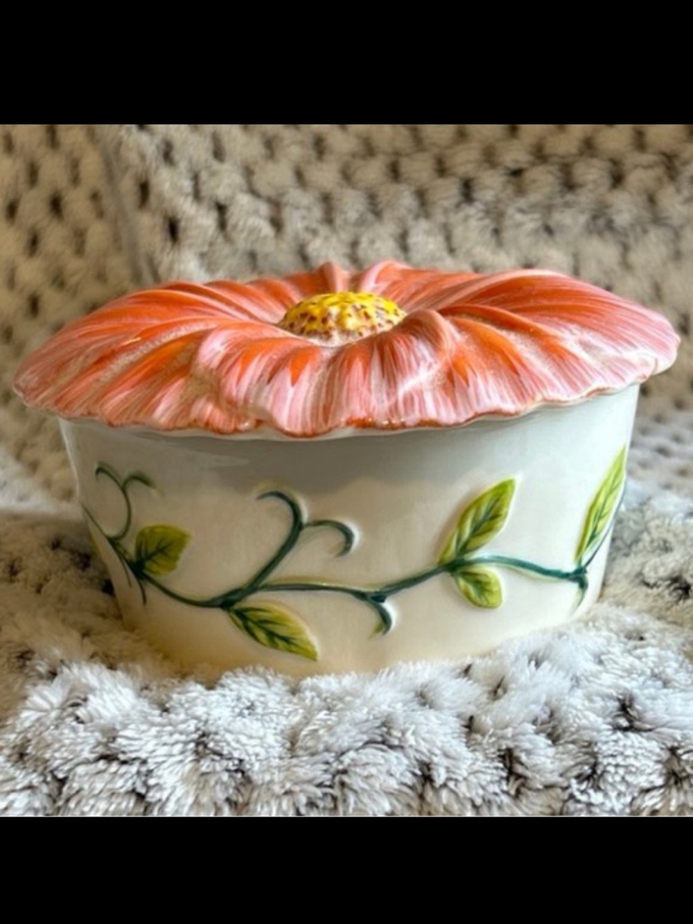 Vintage I. Godinger & Co. Garden of Eden Peony Trinket Box